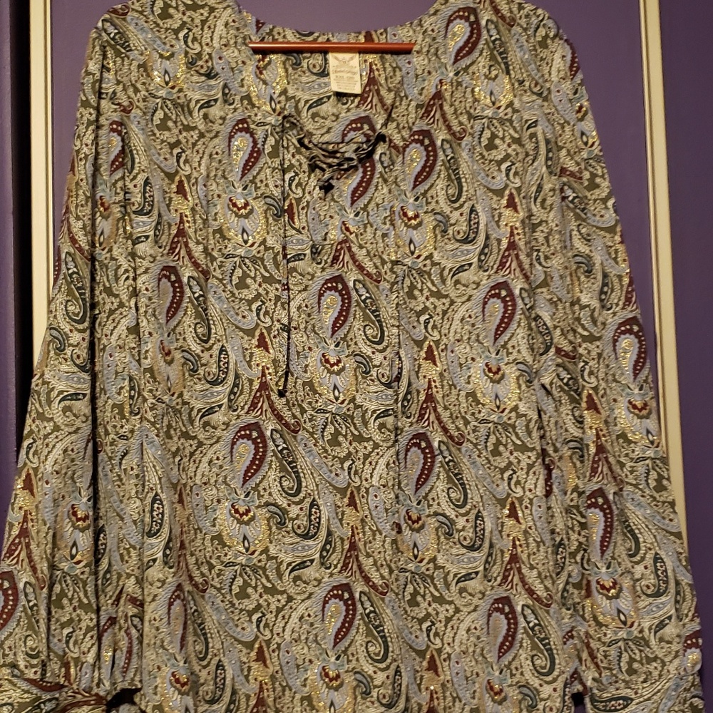 Lds Earth tone color paisley top